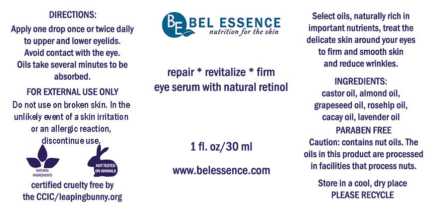 Repair - Revitalize - Firm Anti-Aging Eye Serum With Natural Retinol, Reduces Lines and Wrinkles, Firms Skin - 1 oz