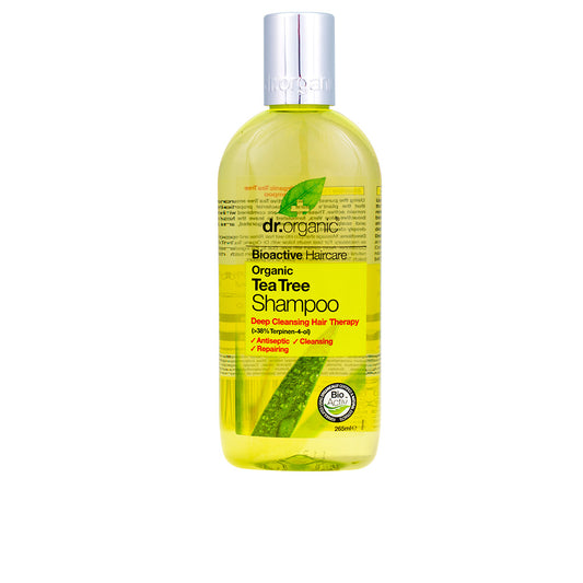 Dr. Organic Tea Tree Shampoo bottle on a white background